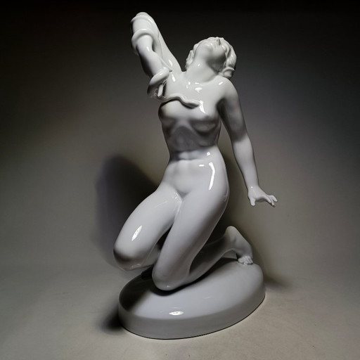 Herend - Morte di Cleopatra - Grande scultura nuda XXL - 43 cm