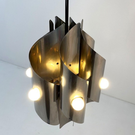 Image 1 of Spiralförmiger, verchromter Kronleuchter im Weltraum-Stil, 1970er Jahre