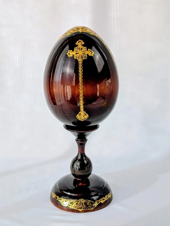 Image 1 of Hand-Painted Icon Egg – Virgin Mary & Child, Religious Wooden Easter Egg, Christian Home Decor Gift