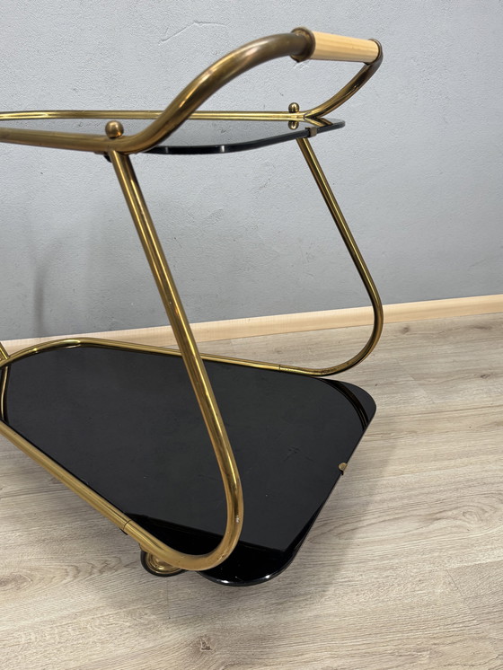 Image 1 of Vintage serving trolley with smoked glass tops