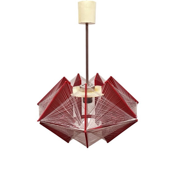 Image 1 of "Rozwój" Kłobuck, lampe suspendue à fil, design polonais de la période PRL, ère spatiale, années 1970.