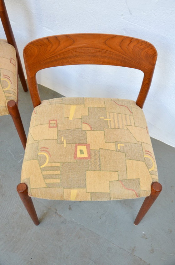 Image 1 of 4x Stoel Model 75 Niels Møller Teak Deense Midcentury Niels Möller