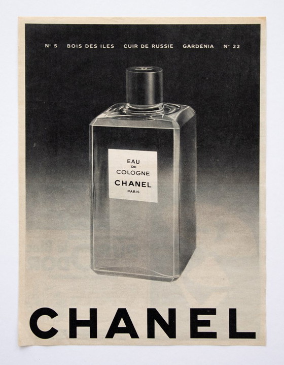 Image 1 of Original Vintage Chanel Eau de Cologne Advertisement Poster 1961 / Framed / 33x25cm / Very Good Condition / Plakat