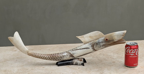 Image 1 of Grote vis creatie in buffelhoorn.