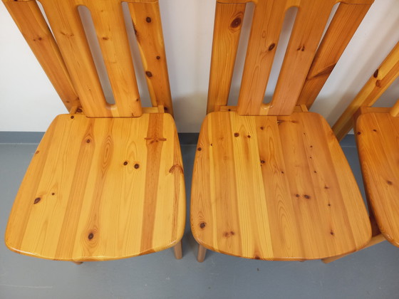 Image 1 of Suite of 4 Vintage Pine Chairs from the 70s and 80s