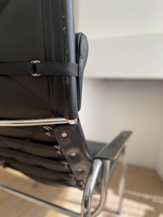 Image 1 of Sillón de diseño Strässle HE1106 | Hans Eichenberger | cromo de cuero negro