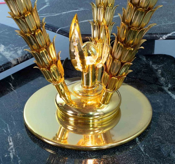 Image 1 of Italian Golden Palm Tree Floor Lamp with Three Sparkling Branches