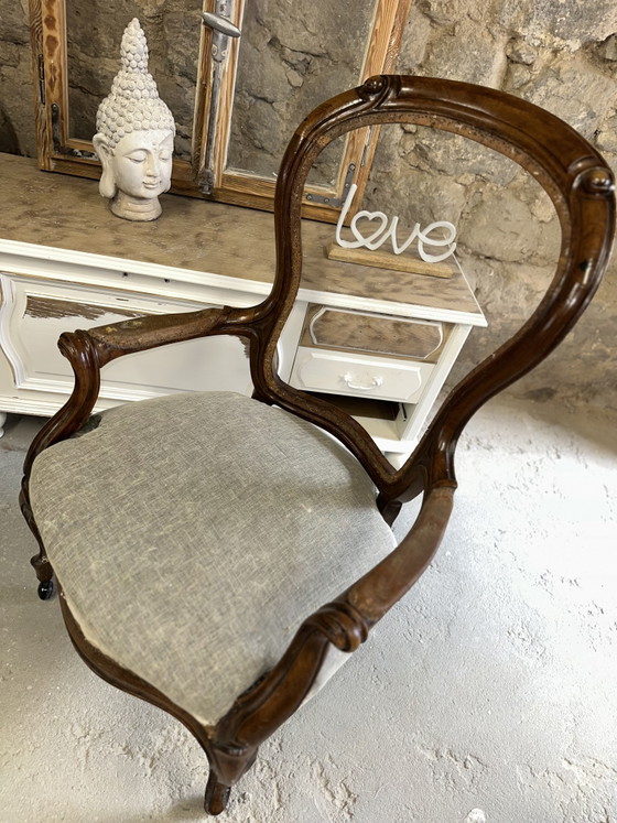 Fauteuil vintage style Louis XV – Motif girafe – Chaises de réunion, Velvet, Wood (photo 9 of 10)
