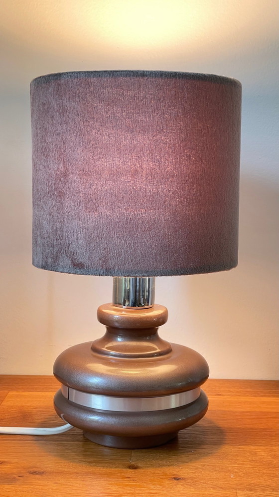 Image 1 of Lampada in ceramica con bordo in alluminio, Francia anni &#39;70