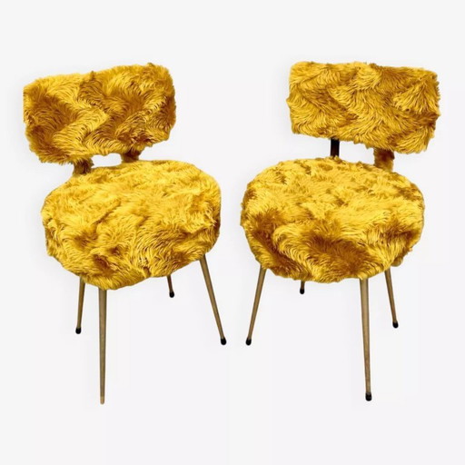 2 poltrone in pelliccia sintetica Pelfran anni '60/'70