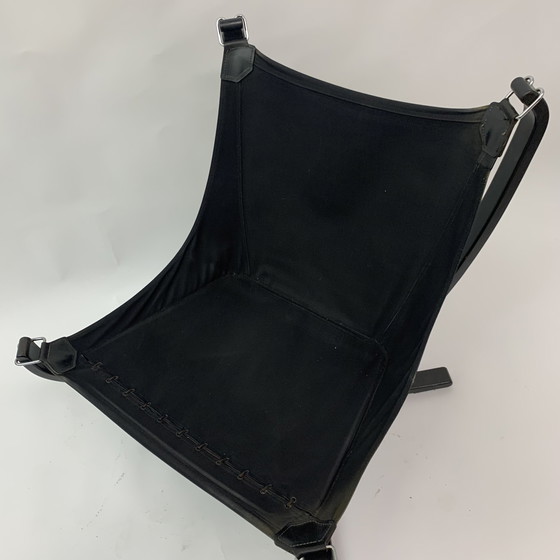 Image 1 of Falcon lederen loungestoel van Sigurd Ressel voor Vatne Møbler, jaren 70