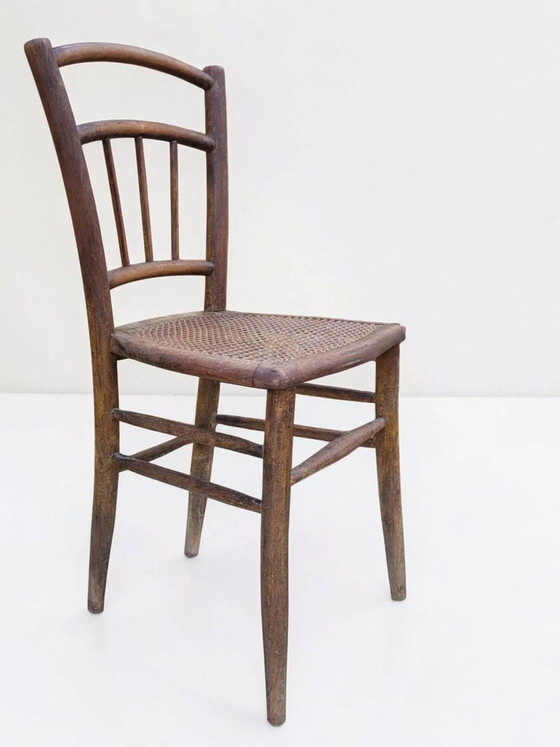 Sedia con schienale a doghe e seduta in paglia di Vienna. – Sedie da pranzo, Wood (photo 4 of 9)