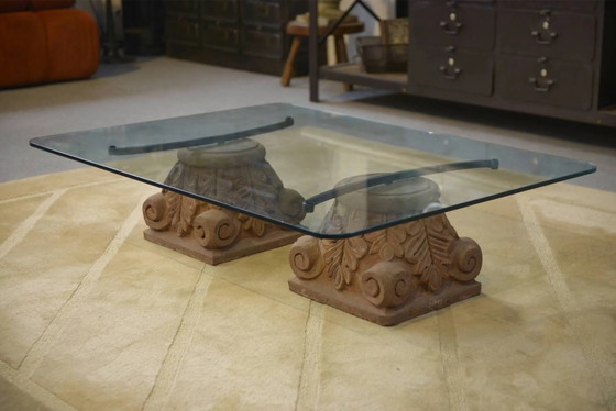 1960s stone and glass pedestal coffee table – Crystal, Vintage (photo 7 of 7)