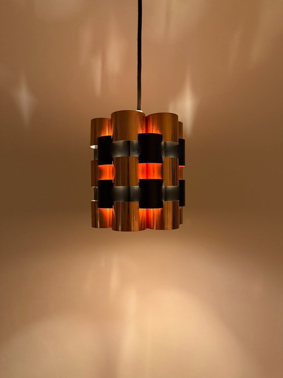Image 1 of Vintage Werner Schou Coronell Elektro messing hanglamp – Deens design uit het midden van de 20e eeuw