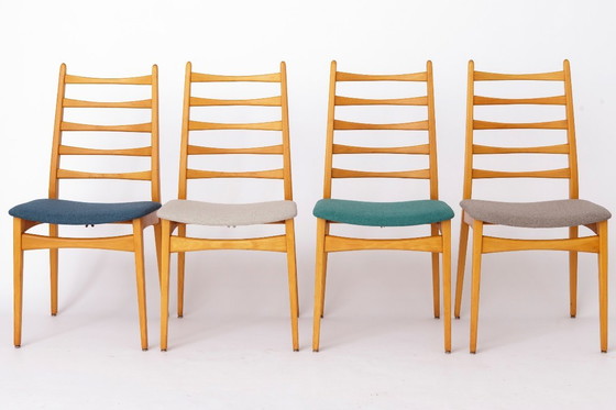 Image 1 of Set van 8 vintage eetkamerstoelen, Wenzel Duitsland jaren 70, beukenhout, mid-century modern