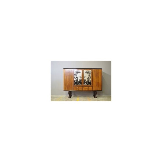 Image 1 of Vintage mobile sideboard in cherry wood veneer, Italy 1950