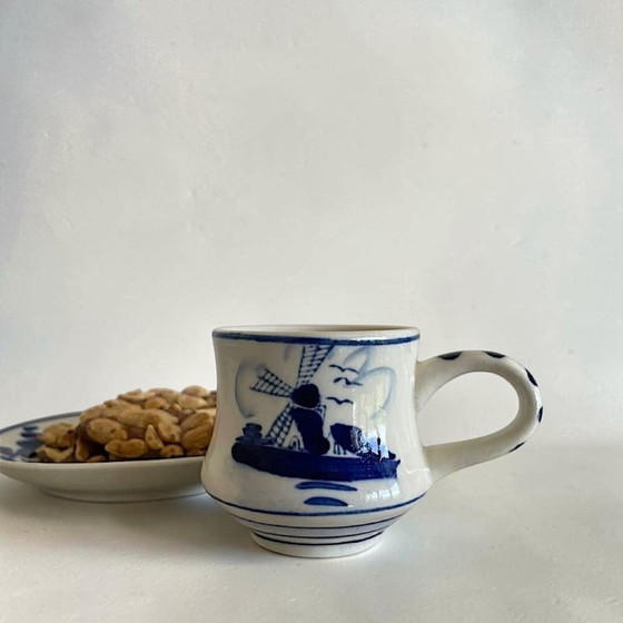 Tazzina e Piattino da Caffè Espresso con Mulino Blu di Delft Olandese Dipinti a Mano – Delft Blue (photo 2 of 9)