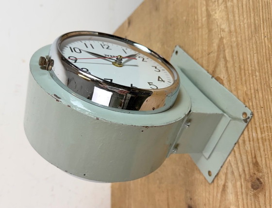 Image 1 of Vintage Green NHE Double-Sided Ship Wall Clock, 1980s