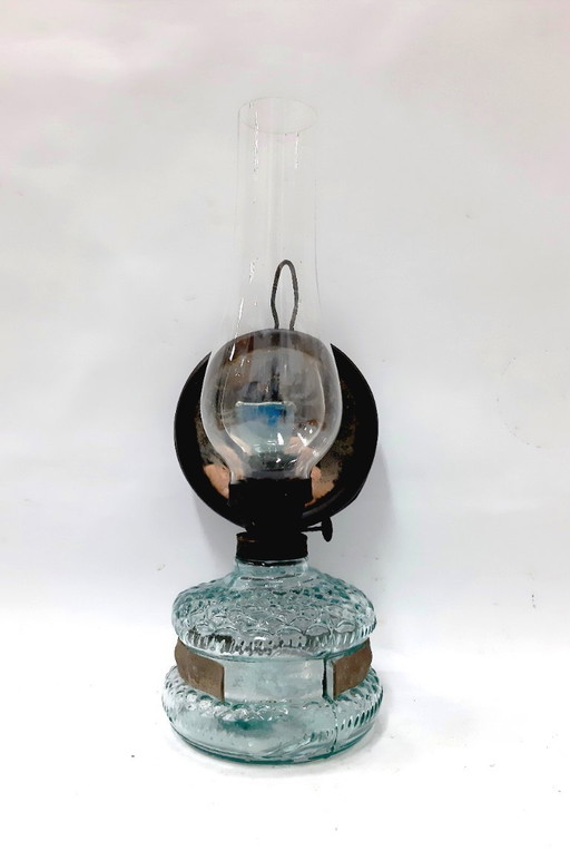 Antique glass oil lamp