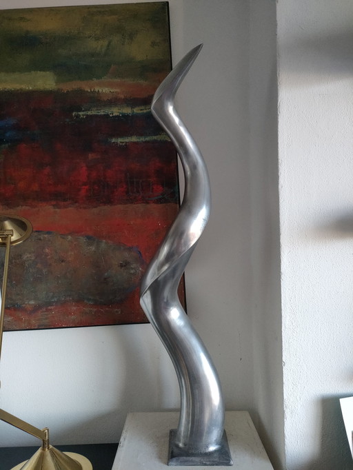 Vintage design modernist abstract aluminum sculpture