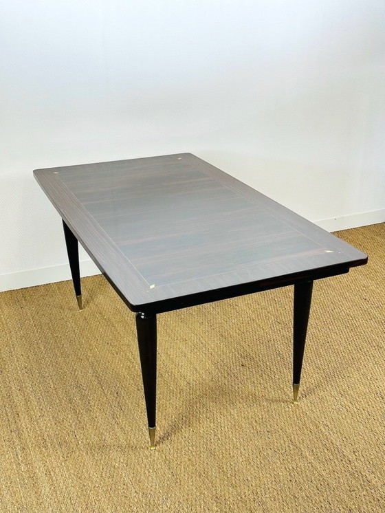 Image 1 of Art Deco eettafel van Macassar ebbenhout, 1940