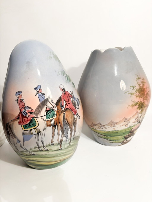 Pair of 1950s Hand-painted Castelli Ceramic Vases – vazen