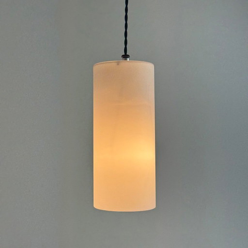 COPPIA DI LAMPADE A SOSPENSIONE VINTAGE ANNI '70 IN OPALINA