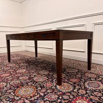 Classic English Eichholtz Campaign Writing Desk, Wood, Brass, Brown, Chesterfield (photo 6 of 18)