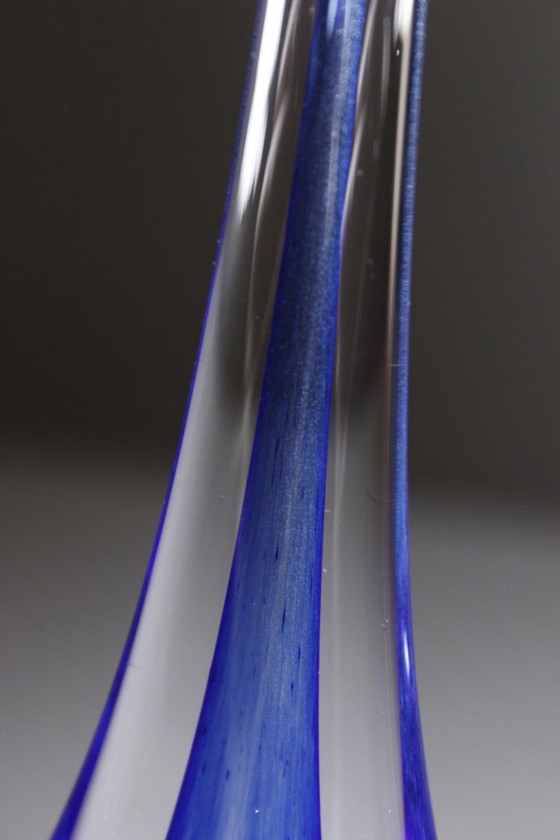 Image 1 of Michèle Luzoro in Biot - Blown glass sculpture with gold inclusions on cobalt, dated 2000