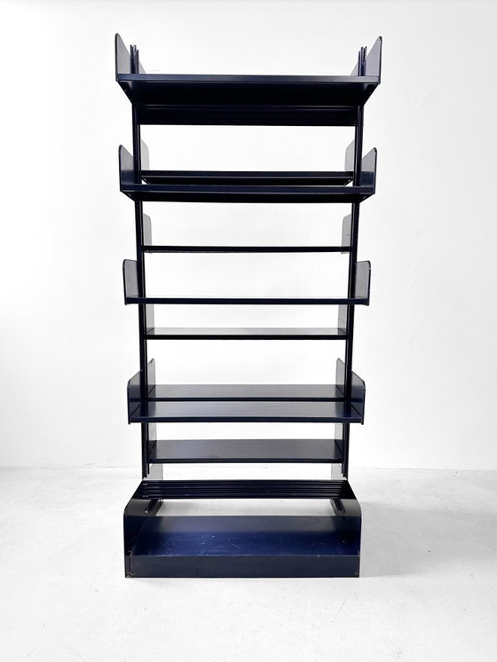 Image 1 of Italienisch-Dutch Lips Vago "Congresso" Stahlblaues Doppelbücherregal, 1966