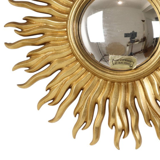 Image 1 of Vintage Bladgoud Vergulde Zonnespiegel Sunburst Convex 52cm