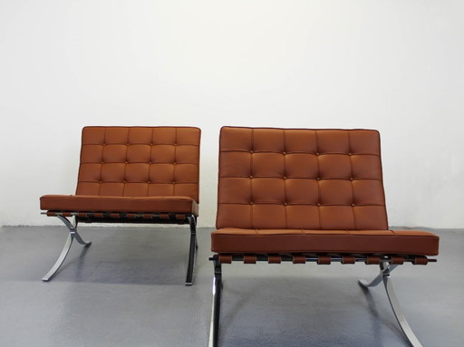 Barcelona Knoll Brown Tobacco Leather Mies Van Der Rohe Knoll Seats