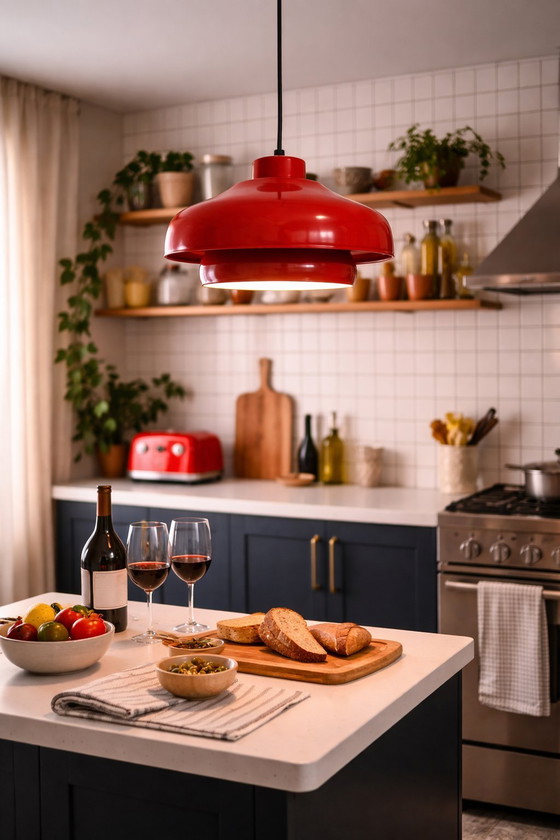 Image 1 of Suspension scandinave vintage rouge