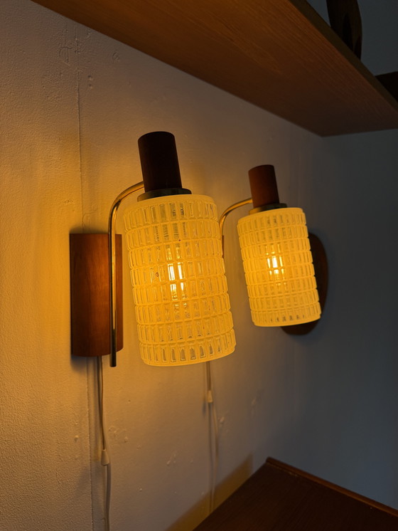 Image 1 of Ensemble de 2 appliques murales danoises vintage, années 1960