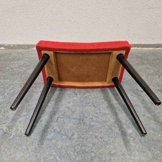 Fifties Vintage Red Footstool – Textile, Wood (photo 9 of 9)