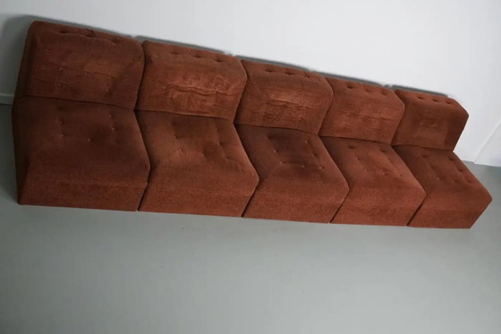 Image 1 of Vintage brown bouclé modular sofa, 1970s, 5 elements