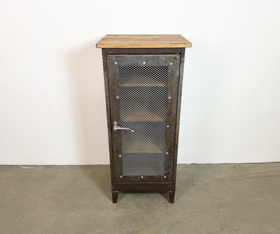 Image 1 of Industrial Iron Cabinet with Mesh Door, 1960s
