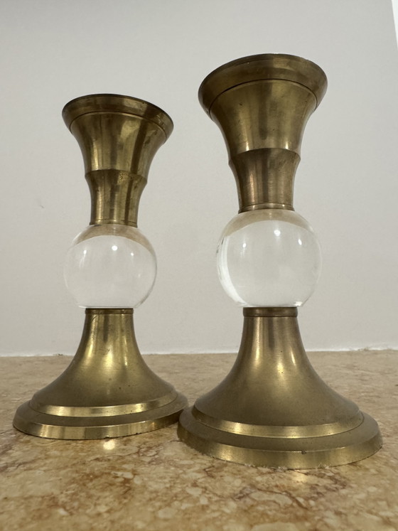 Portacandele Ottone Plexi Anni '70 – Brass, Plexiglass (photo 10 of 15)
