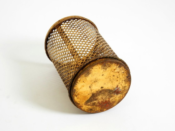 Image 1 of Cestino per la carta straccia in metallo dorato Regency italiano di metà secolo di Li Puma