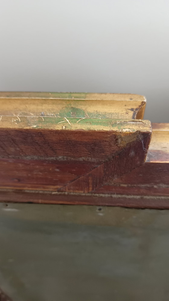 Image 1 of Miroir ancien art déco avec verre taillé