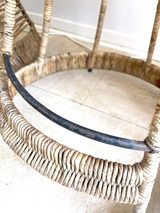 Bancone da giardino in rattan e vetro con due sgabelli - anni '70 – Set da salotto, Wicker (photo 8 of 12)