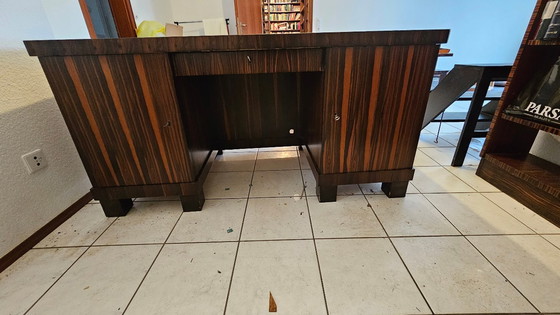 Image 1 of Scrivania Art Déco indipendente con sedia, ebano Makassar