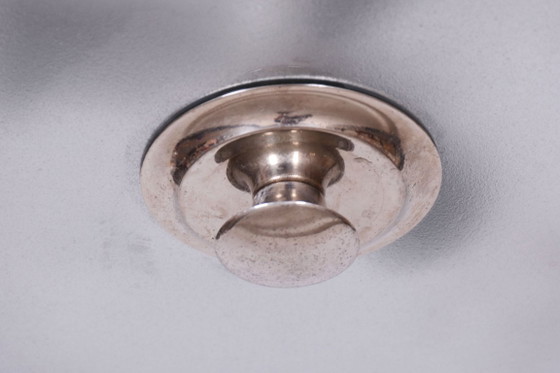 Gerestaureerde Bauhaus-kroonluchter, chroom, staal, matglas, Tsjechisch, jaren 1930 – Chrome (photo 6 of 8)