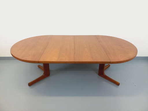 Table à manger ronde scandinave vintage en teck des années 60 avec rallonges
