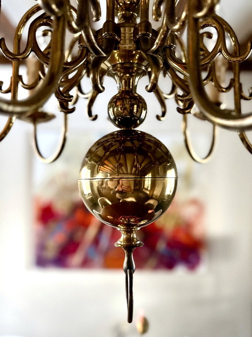 Classic solid brass chandelier – country character