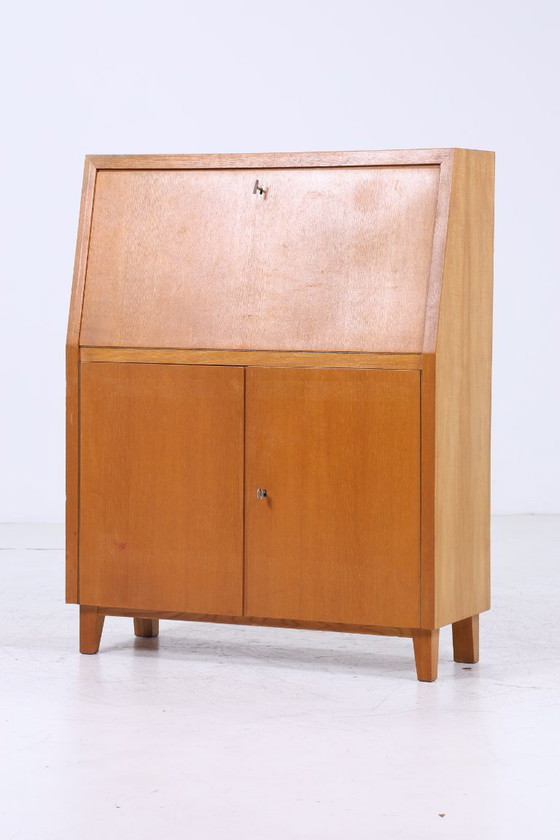 Image 1 of Vintage Musterring segretario in frassino | Mid Century desk cabinet work desk retro wood storage 50s #07-01