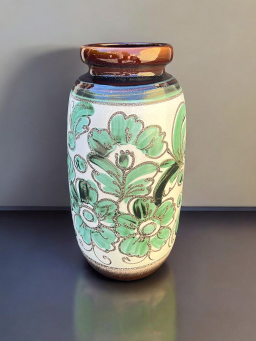 Scheurich Mod.284-53 - large vintage floor vase with deer motif, ceramic, 60s/70s