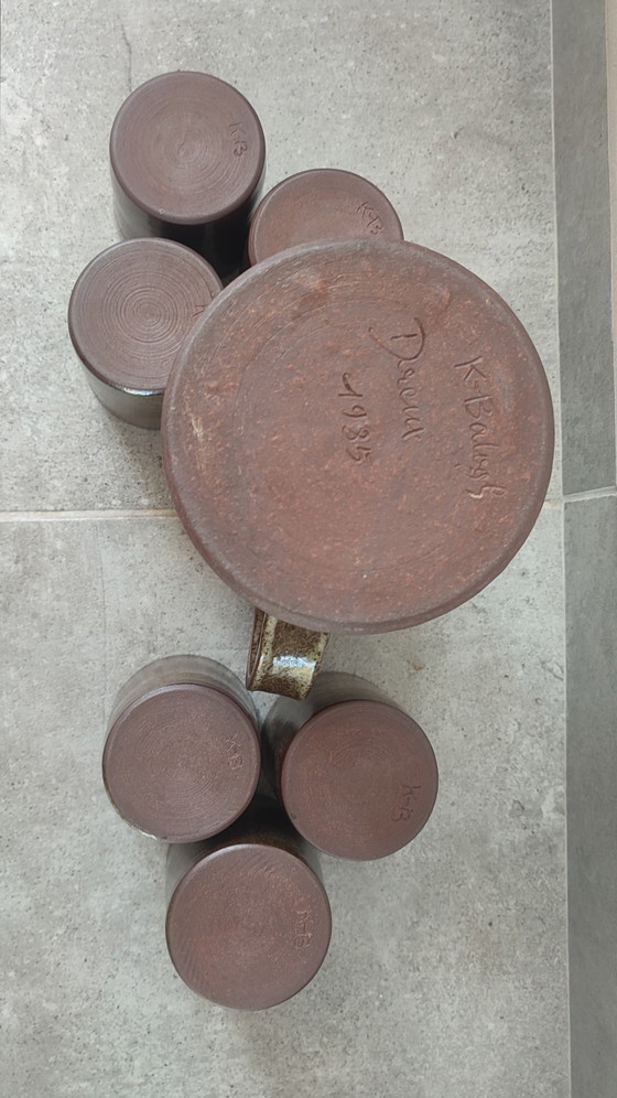 Image 1 of Service Céramique d'Atelier en Grès signé Karoly BALOGH .