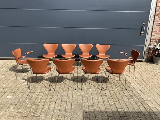 Image 1 of Fritz Hansen series 7 Butterfly chairs in Cognac leather NEW!!