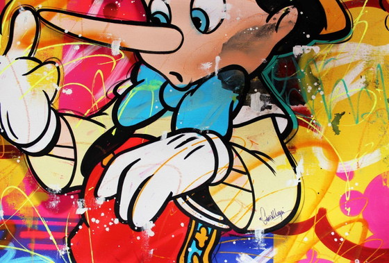 Image 1 of Cross Magri – “Keizerlijk (Pinocchio)” – Origineel doek 106 x 106 cm